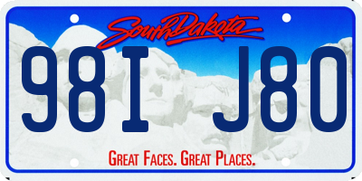 SD license plate 98IJ80