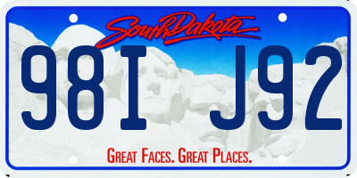 SD license plate 98IJ92
