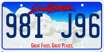 SD license plate 98IJ96