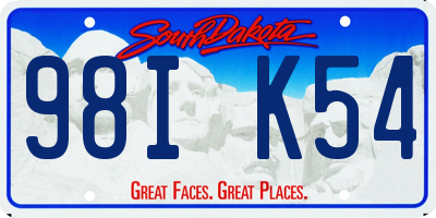 SD license plate 98IK54