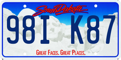 SD license plate 98IK87
