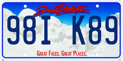 SD license plate 98IK89