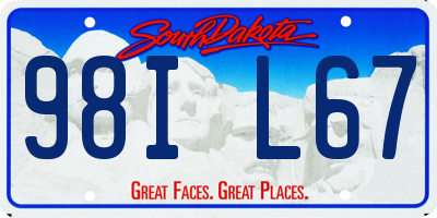 SD license plate 98IL67