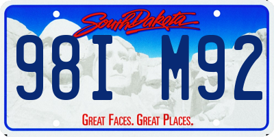 SD license plate 98IM92