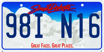 SD license plate 98IN16