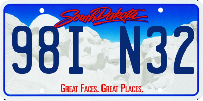 SD license plate 98IN32