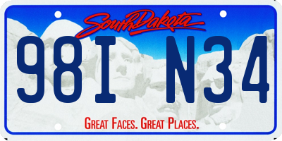 SD license plate 98IN34