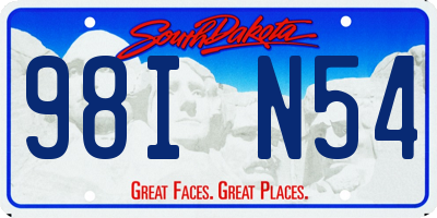 SD license plate 98IN54