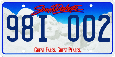 SD license plate 98IO02