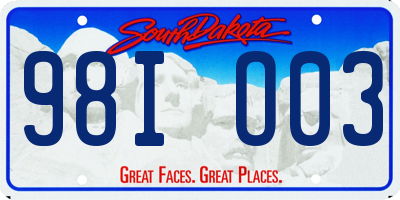 SD license plate 98IO03