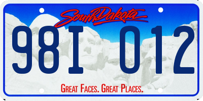SD license plate 98IO12
