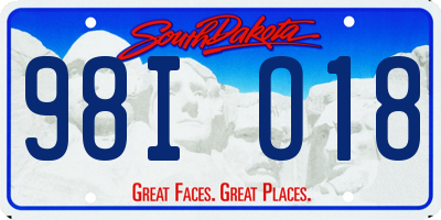 SD license plate 98IO18