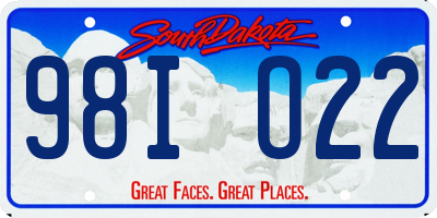 SD license plate 98IO22