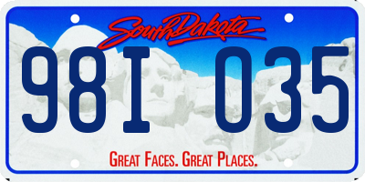 SD license plate 98IO35