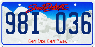 SD license plate 98IO36