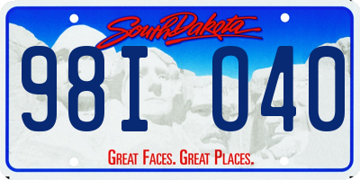 SD license plate 98IO40