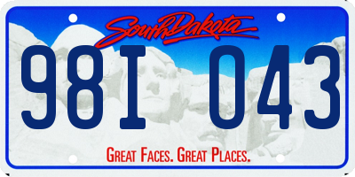 SD license plate 98IO43