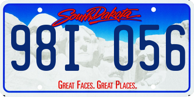 SD license plate 98IO56