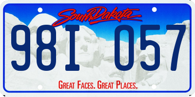 SD license plate 98IO57