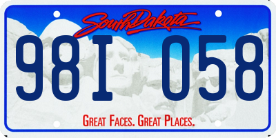 SD license plate 98IO58