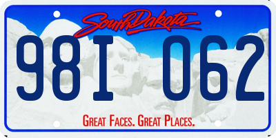 SD license plate 98IO62