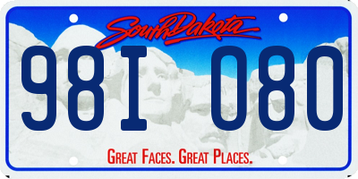 SD license plate 98IO80