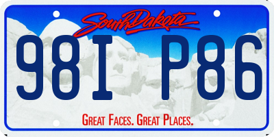 SD license plate 98IP86