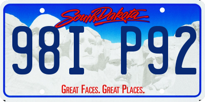 SD license plate 98IP92