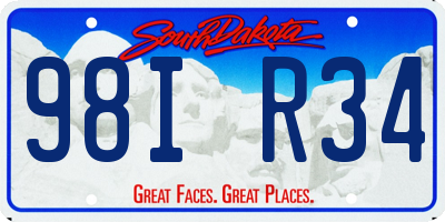 SD license plate 98IR34