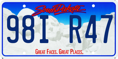SD license plate 98IR47