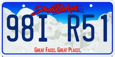 SD license plate 98IR51