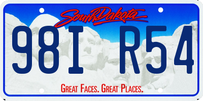 SD license plate 98IR54