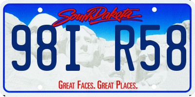 SD license plate 98IR58