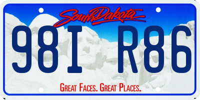 SD license plate 98IR86