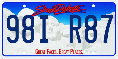 SD license plate 98IR87