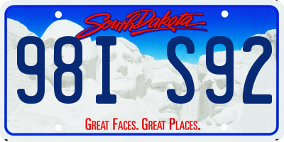 SD license plate 98IS92