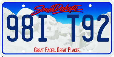 SD license plate 98IT92