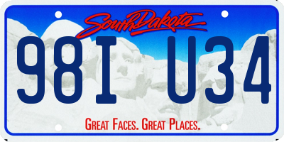 SD license plate 98IU34
