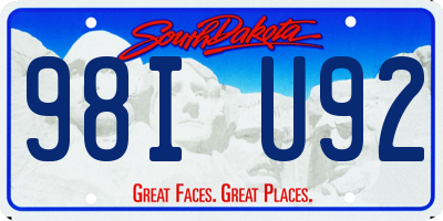 SD license plate 98IU92