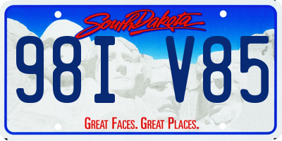 SD license plate 98IV85