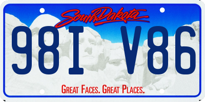 SD license plate 98IV86