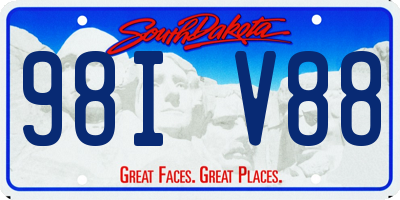SD license plate 98IV88