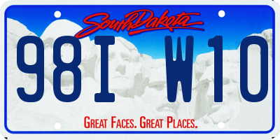 SD license plate 98IW10