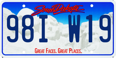 SD license plate 98IW19