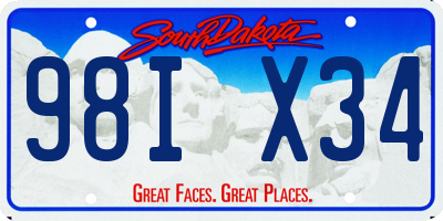 SD license plate 98IX34