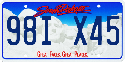 SD license plate 98IX45