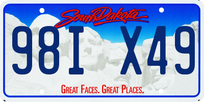 SD license plate 98IX49