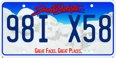 SD license plate 98IX58