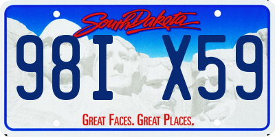 SD license plate 98IX59