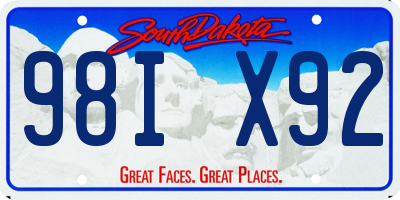 SD license plate 98IX92